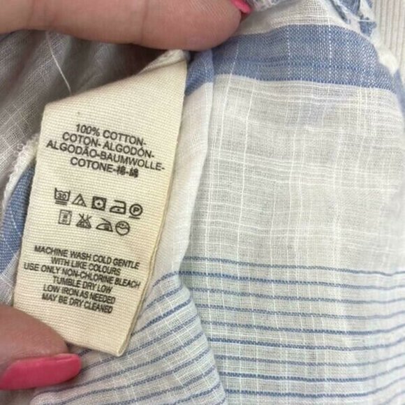 NWT Urban Outfitters M Blue White Crochet stripe Dress Lightweight Boho - Picture 6 of 6